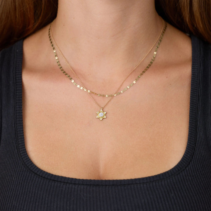 Image for 14k flat chain with emerald charm