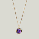 Image for Rosecut amethyst necklace, 22k bezel, 14k chain