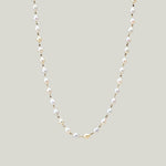 Image for Natural grey pearl necklace, 18k links, 22k charm at clasp