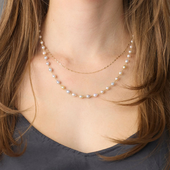 Image for Natural grey pearl necklace, 18k links, 22k charm at clasp
