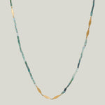 Image for Long beaded ombre blue/green tourmaline necklace, 22k leaf stations