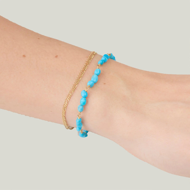 Image for Beaded sleeping beauty turquoise bracelet, 18k links, 22k charm