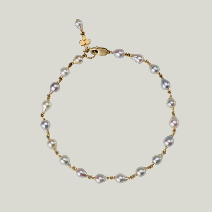 Image for Beaded pearl bracelet, 18k links, 22k charm