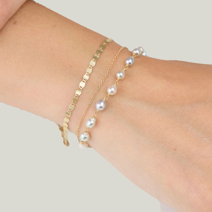 Image for Beaded pearl bracelet, 18k links, 22k charm