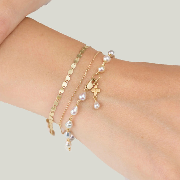Image for Beaded pearl bracelet, 18k links, 22k charm