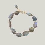 Image for Beaded labradorite nugget bracelet, 18k links, 22k charm