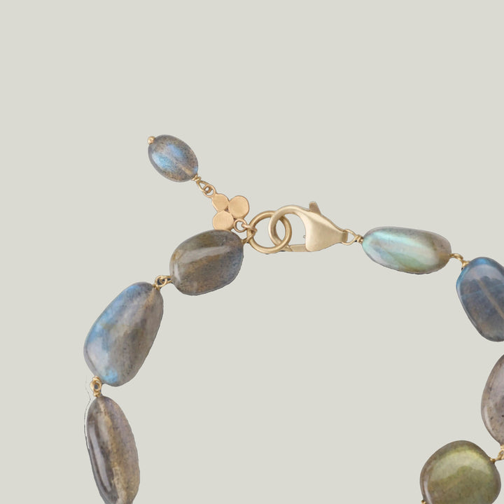 Image for Beaded labradorite nugget bracelet, 18k links, 22k charm