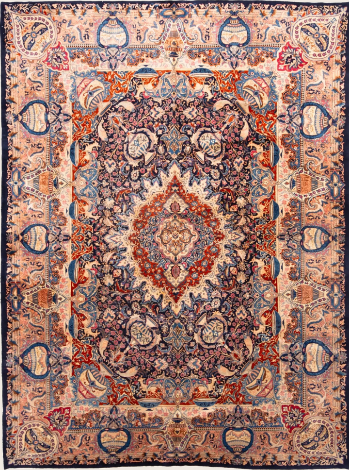 Multicolored Traditional Persian Kashmar Wool Rug - 10' x 13'4"