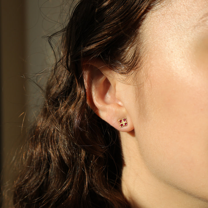 Floral Studs, Ruby