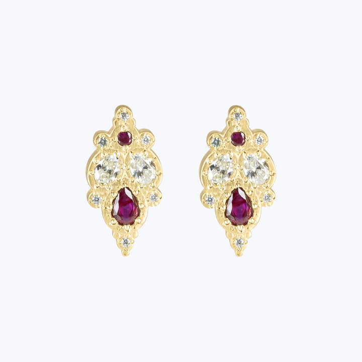 Floral Studs, Ruby