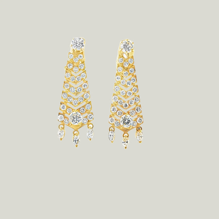 18K Diamond Pyramid Dangle Earrings