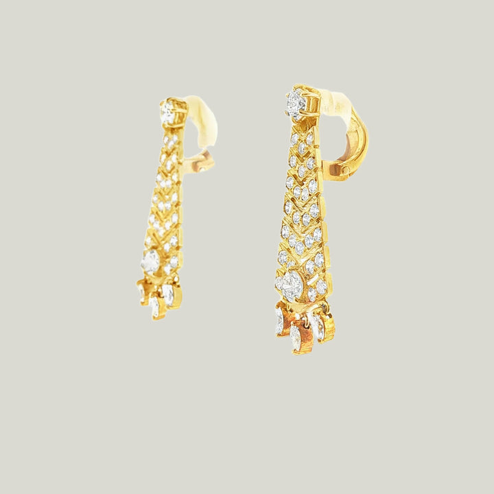 18K Diamond Pyramid Dangle Earrings
