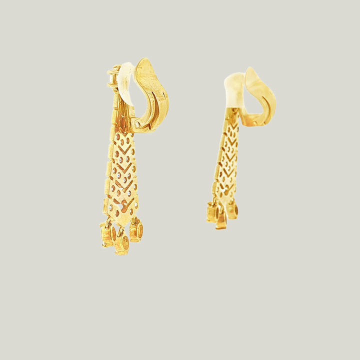 18K Diamond Pyramid Dangle Earrings
