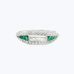 Art Deco Diamond And Emerald Platinum Ring