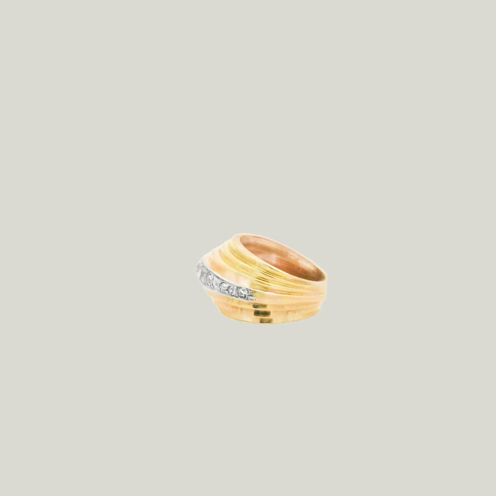 French Retro Diamond Bombé Ring