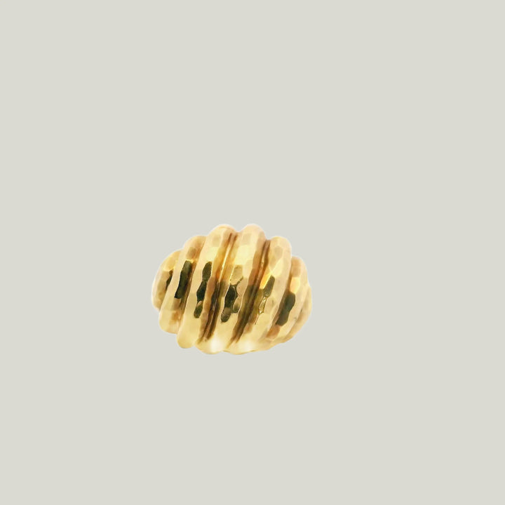 14K Hammered Yellow Gold Bombé Ring