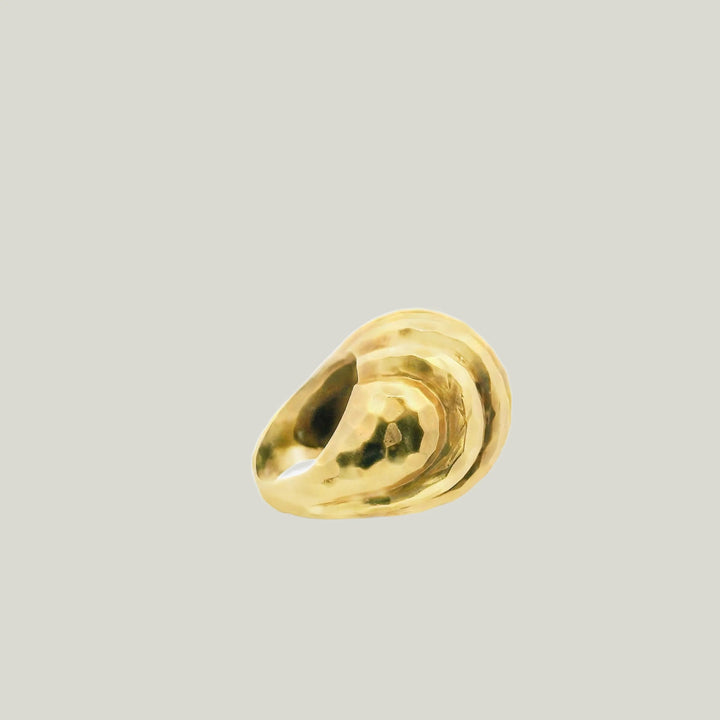 14K Hammered Yellow Gold Bombé Ring