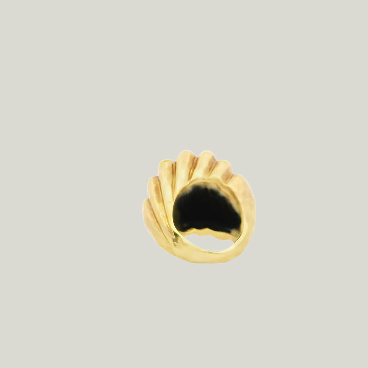 14K Hammered Yellow Gold Bombé Ring