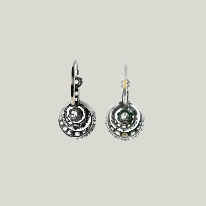 Gold & Silver Victorian Diamond Dangle Earrings