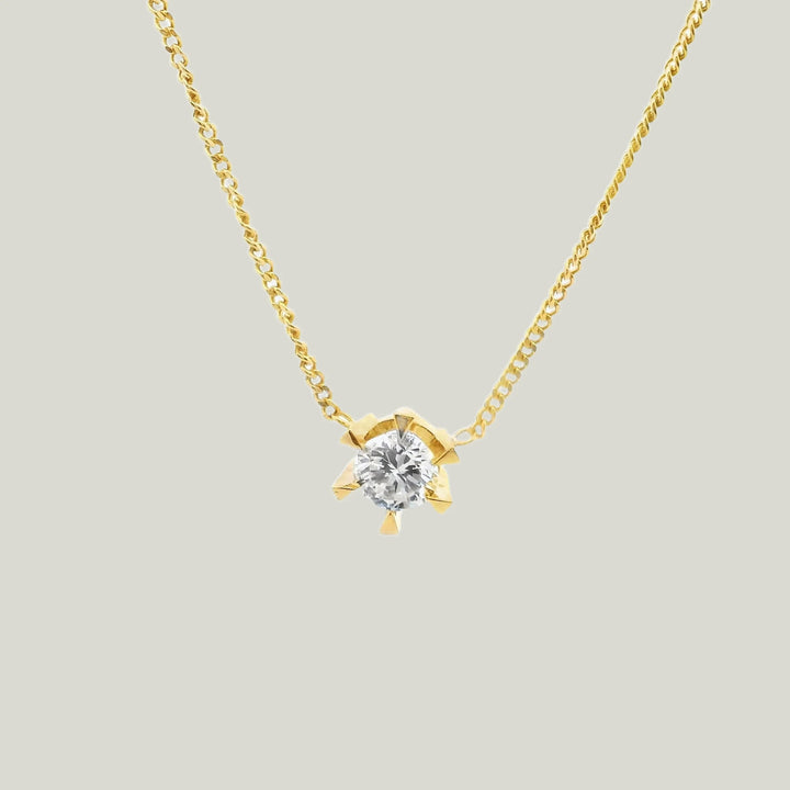 Gold & Diamond Solitaire Pendant Necklace