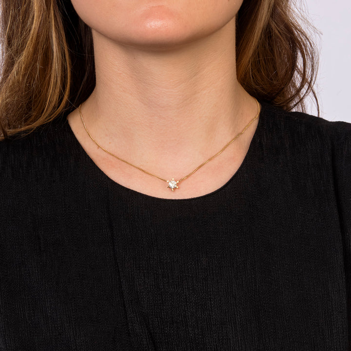 Gold & Diamond Solitaire Pendant Necklace