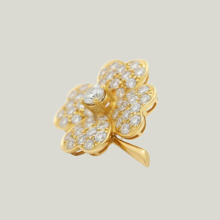 18K Diamond Flower Brooch