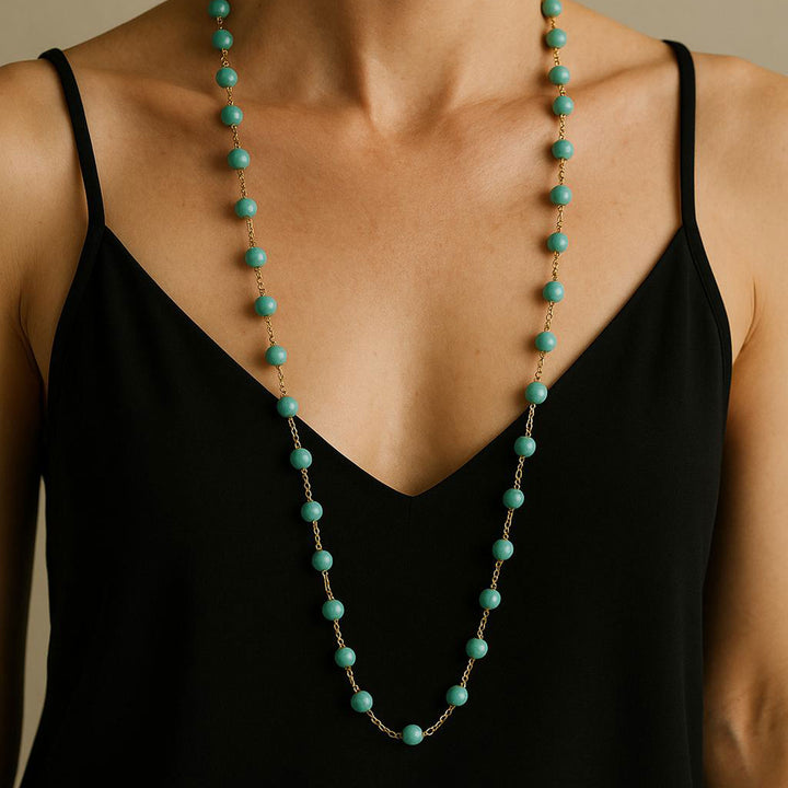 Turquoise and 18K Gold Chain Necklace