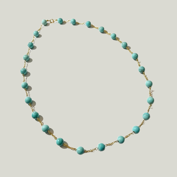 Turquoise and 18K Gold Chain Necklace