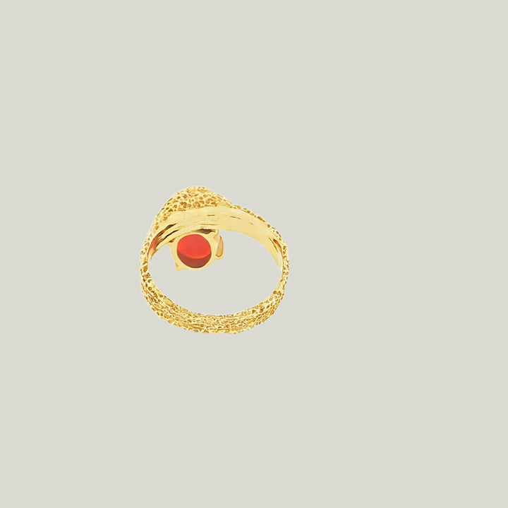 French 1970s Textured Coral Ring