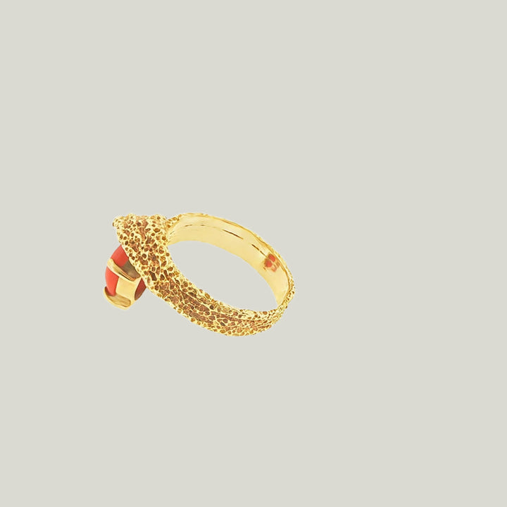 French 1970s Textured Coral Ring