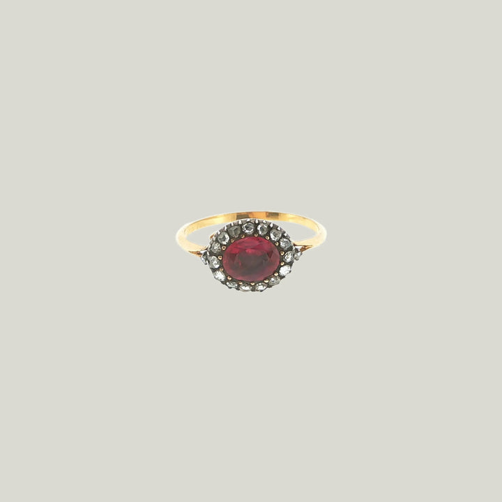 English Victorian Ruby & Diamond Ring