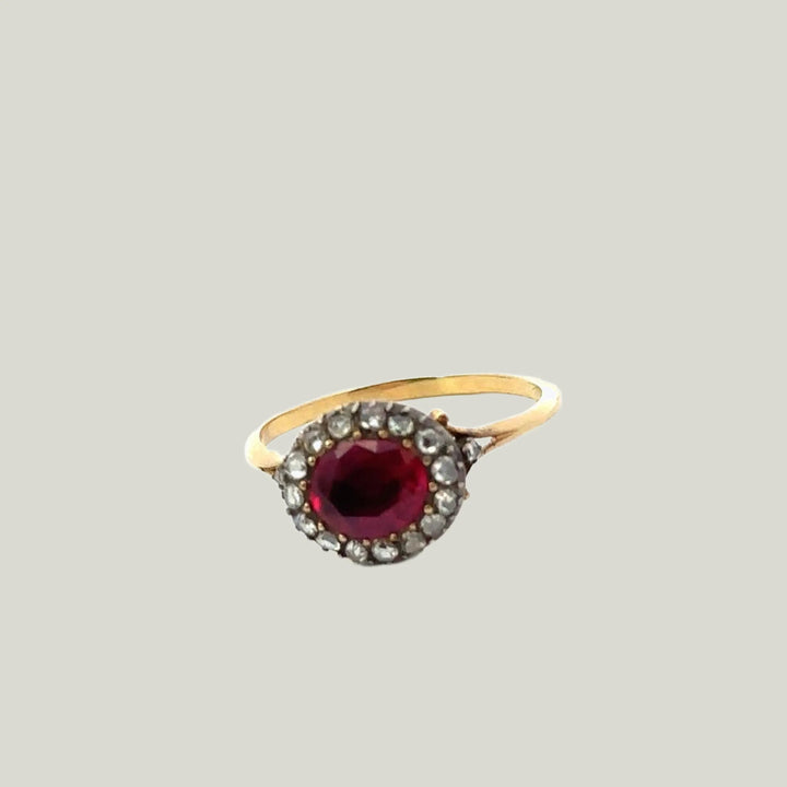 English Victorian Ruby & Diamond Ring
