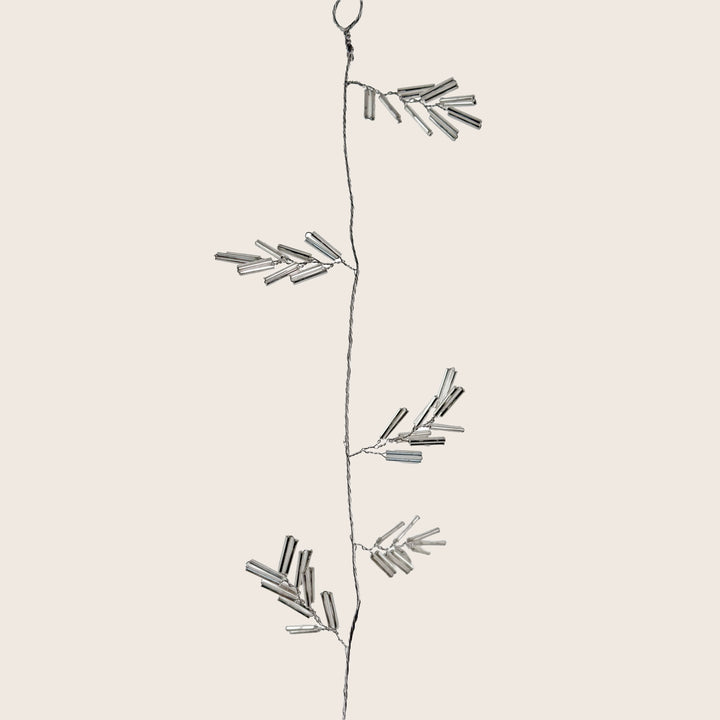 Glass Beaded Leaf Garland Silver