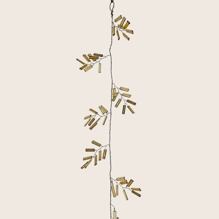Glass Beaded Leaf Garland Gold