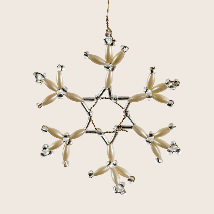 Beaded Pearl Snowflake Ornament