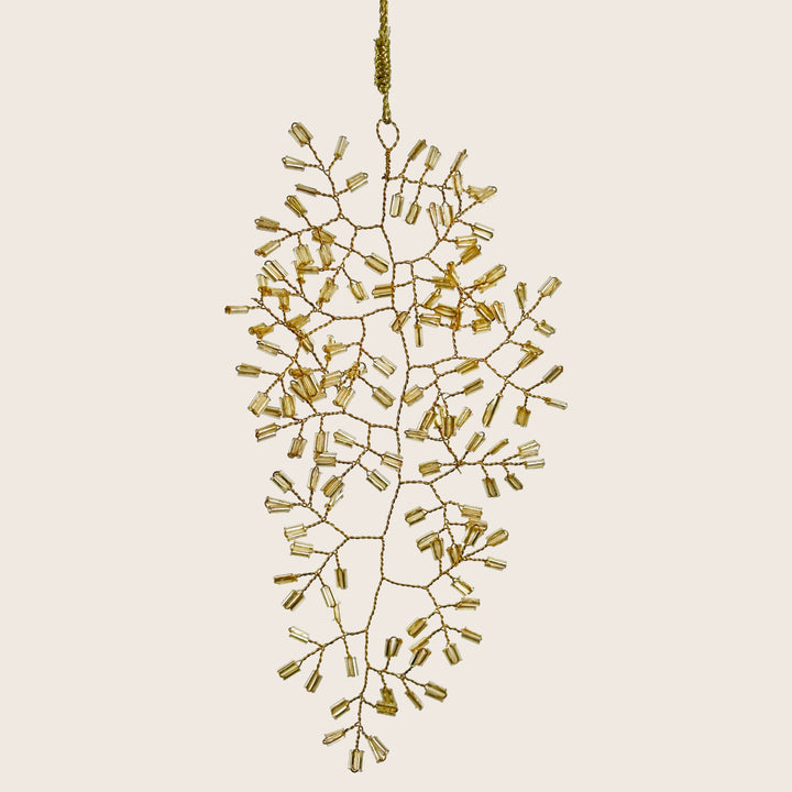 Glass Beaded Leaf Ornament