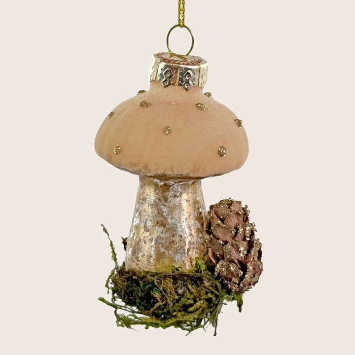 Glass and Velvet Mushroom Ornament