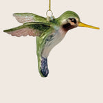Glass Hummingbird Ornament, Green