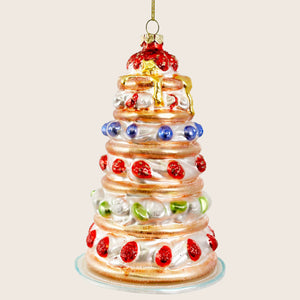 Glass Strawberry Cake Ornament