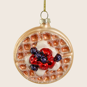 Glass Waffle with Berries Ornament