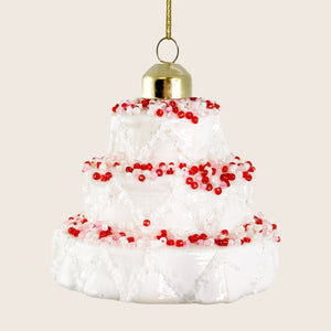 Glass White Cake Ornament