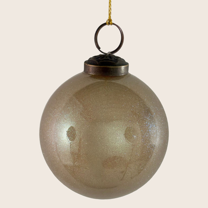 Glass Brown Luster Ball with Glitter Inside