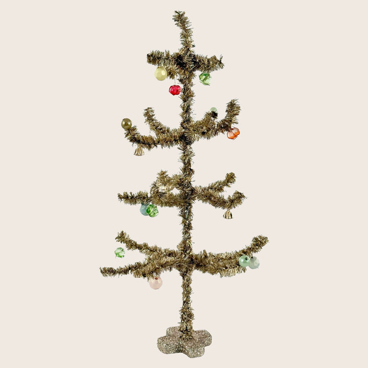 Tinsel Tree with Multicolor Ornaments