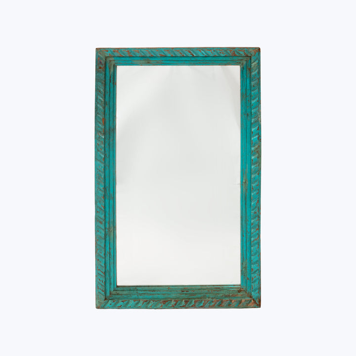 Vintage Blue Painted Vintage Mirror