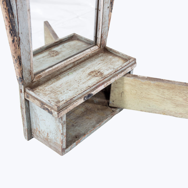 Vintage Ornate Blue Hanging Valet Mirror