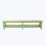 Vintage Green & Yellow Painted Bench