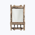Vintage White Chippy Hanging Valet Mirror