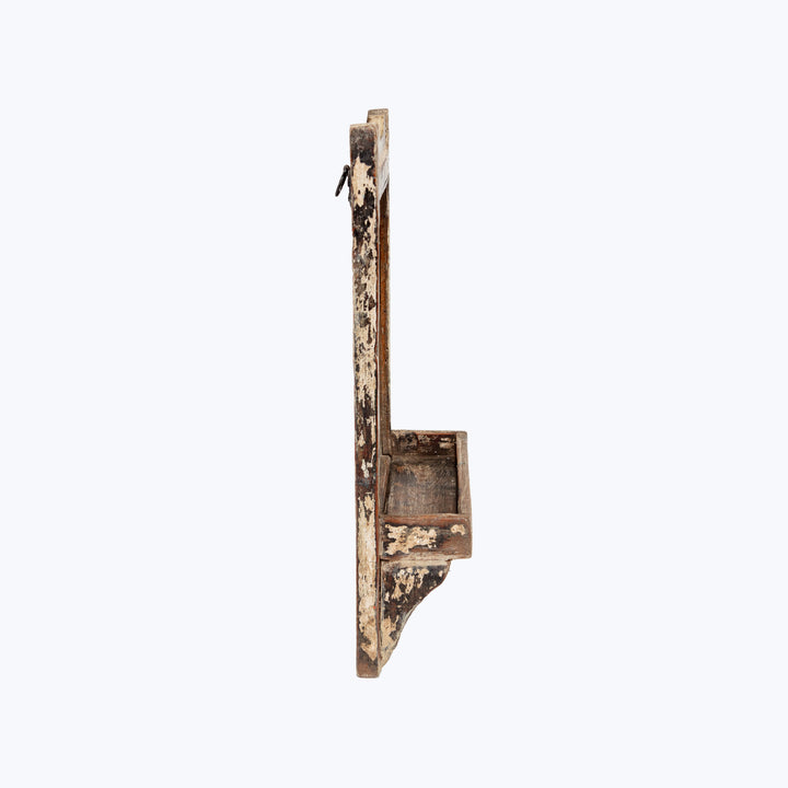 Vintage White Chippy Hanging Valet Mirror