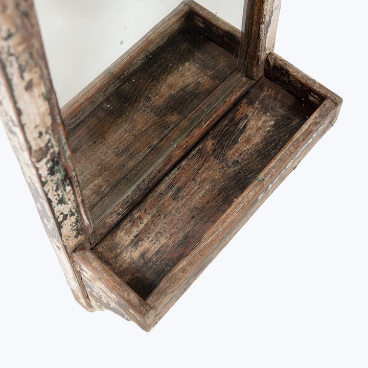 Vintage White Chippy Hanging Valet Mirror