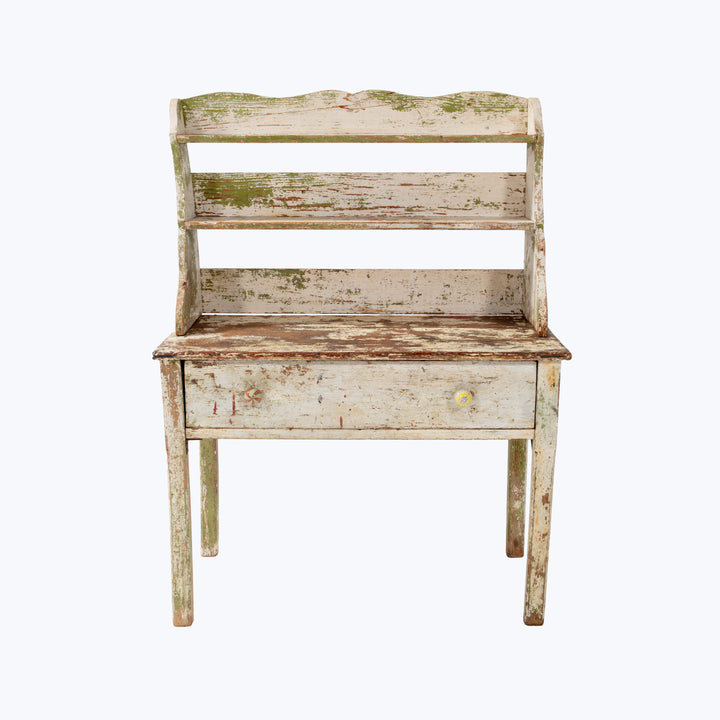Vintage White Chippy Desk with Shelf